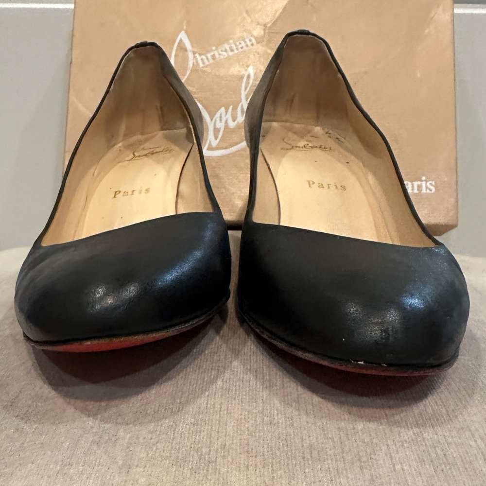 Christian Louboutin Black Leather Wedge Pumps - Picture 2 of 16
